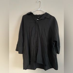 COS boxy shell panel button down shirt